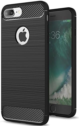 West Basics iPhone 7 Plus Case Flexible TPU Carbon Fiber Drawing Pattern - Premium Hybrid Protective Clear Case for Apple iPhone 7 Plus Black