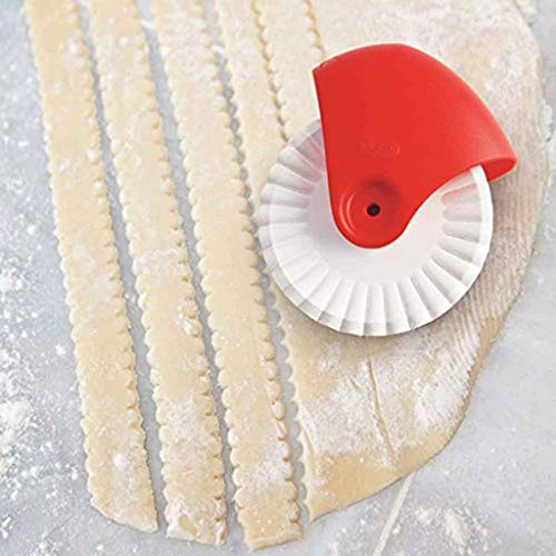Pastry Wheel Cutter Plastic Pizza Cutter Pizza Cutting Wheel Beautiful Pie Crust Fluted Wheel for Kitchen/Baking (B)