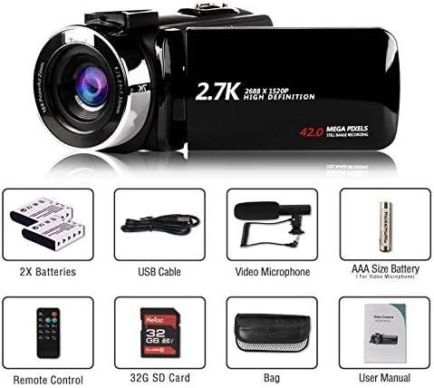 Digital video camera with remote control, memory card slot, and digital display, priced at $79.99.