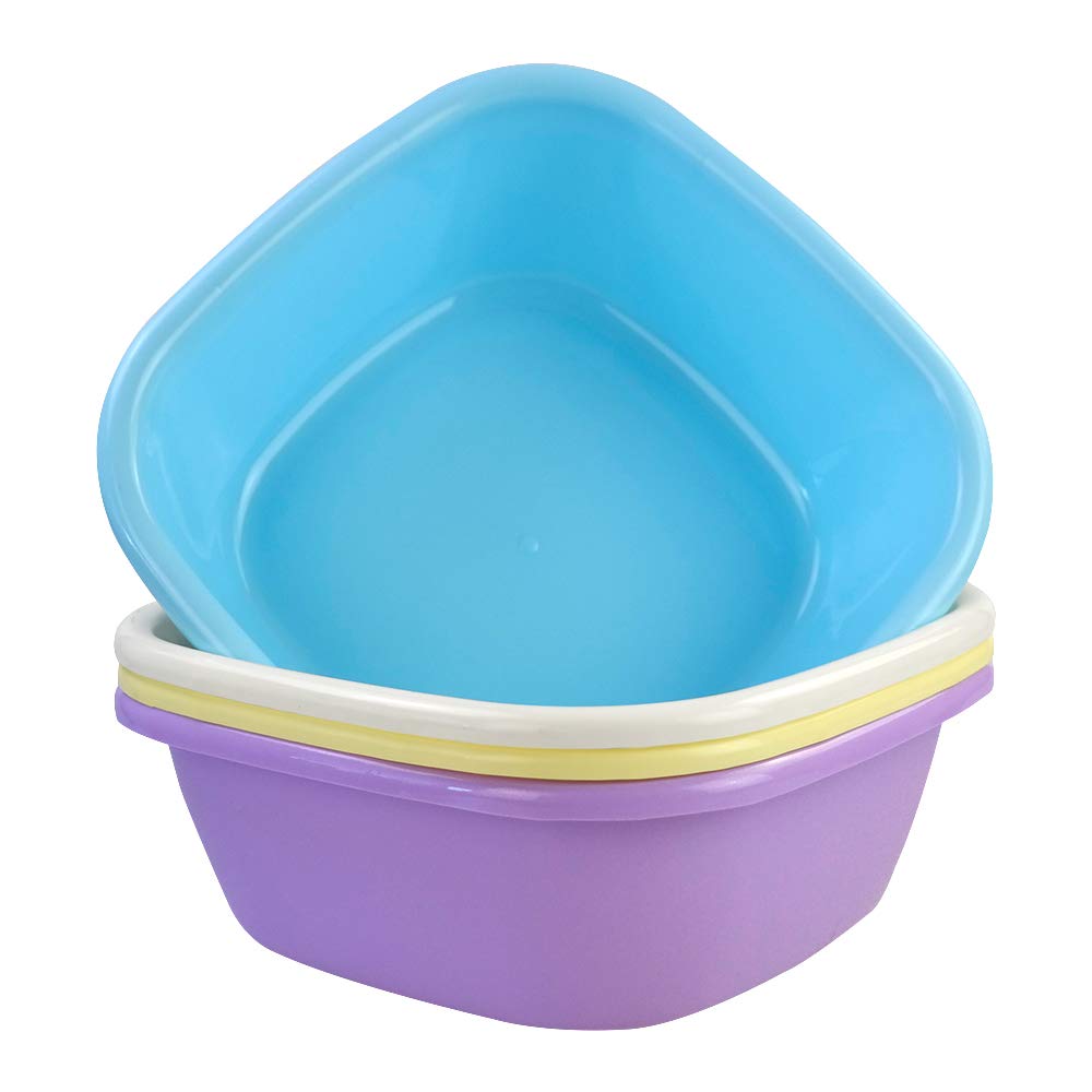 Yarebest 4 Packs Square Small Washing Up Bowl, Colored Plastic Wash Bowl Basin Set