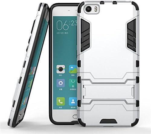 Find box Xiaomi Mi5 Case,Xiaomi Mi 5 Cover, [Slim] Dual Layer Hybrid Rugged Hard PC and TPU Soft Silicone Full Body Protective Case Shell kickstand Case Cover For Xiaomi Mi5 (Silver)
