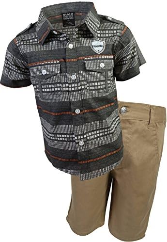 Quad Seven Boys 2-Piece Short Set (Woven Top and Twill/Denim Shorts)