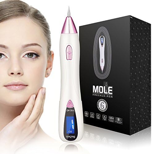[UPGRADE] Portable Mole Remover, Newest 6-Gears Adjustable Power-Output Rechargeable Skin Tag Removal Pen with LCD, Home Use Laser Freckle Warts Dot Dark Spot Tattoo Eraser