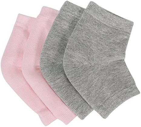 Fantcen Moisturizing Gel Heel Socks Open Toe Recovery Sleeves, 2 Pairs (Grey and Pink)