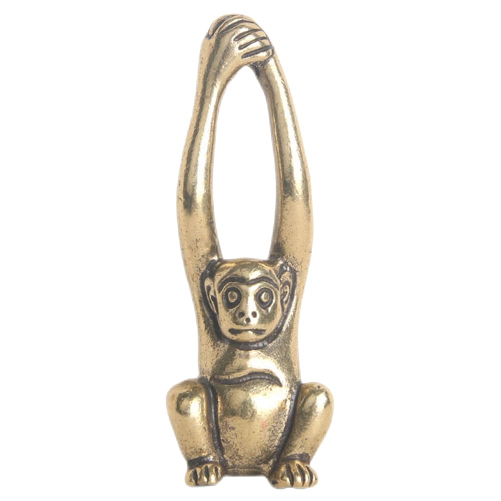 Amosfun Brass Monkey Ornament 2.4 Inch Mini Gibbon Figurine Vintage Animal Sculpture for Home Decoration and Housewarming