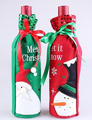 Christmas Wine Bottle Cover, Snowman Wine Bottle Ugly Sweater Covers with Sequins for Xmas Decoration Party by DomeXmas