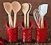 Kitchen Flatware Caddy - 3 Ceramic Utensil Holders (4