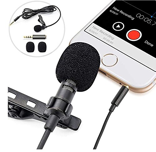 Clan_X Lavalier Microphone, Hands Free Clip-on Lapel Mini Mic with Omnidirectional Condenser for KTV, Recording, Voice Chat, Speaking, Video Conference, Noise Cancelling Mic