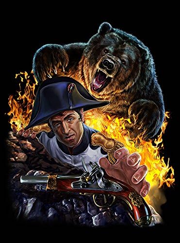 Wall Poster - French Napoleon Bonaparte Last Stand Russian Bear Black Matte Paper (White Framed) A2