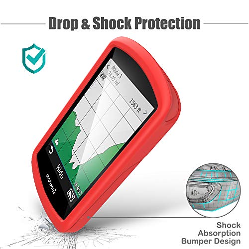 TUSITA Case for Garmin Edge 1030 - Silicone Protective Cover - GPS Bike Computer Accessories (Red)
