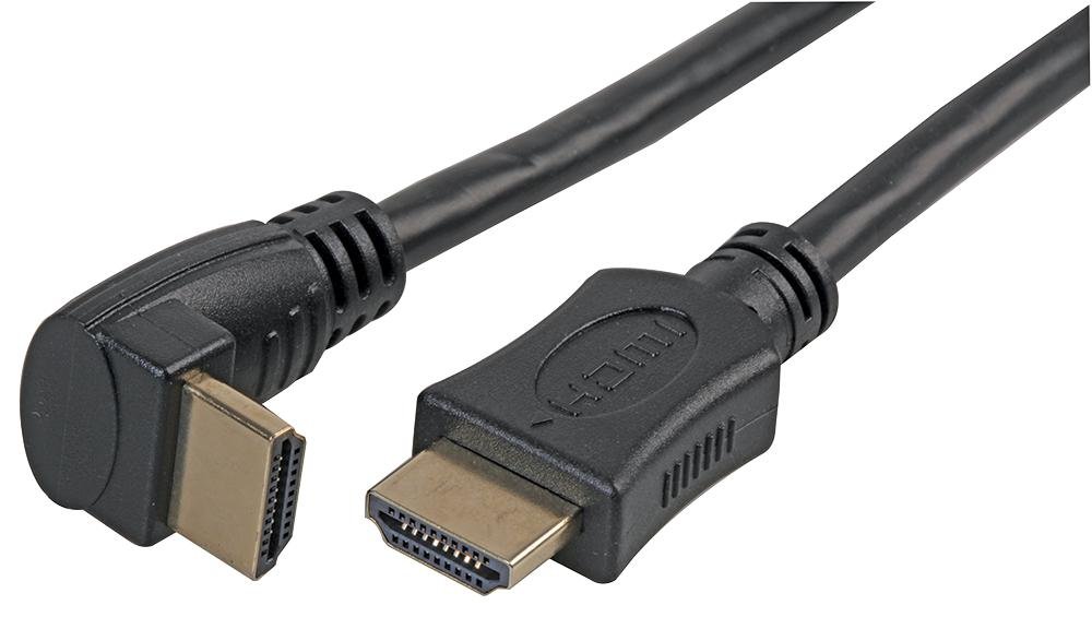 Pro Signal PSG04133 HDMI Lead with Ethernet, Male to Right Angled Male, 3m Black