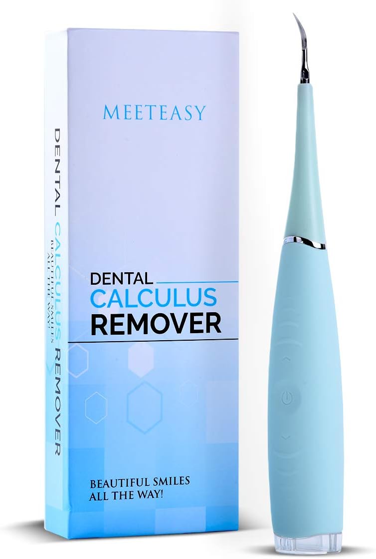 Electric Sonic Dental Calculus Plaque Remover Tool Kit - Tooth Scraper Tartar Removal Cleaner - Teeth Stain Eraser Polisher - Remove Tarter for Kids Adult - 100% Proven Safe Effective (Sky Blue)
