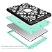 iPad 9.7 2018/2017 Case, iPad A1893/A1954 Case, Hocase Shockproof Dual Layer Hard Shell Rubber Bumper Protective Case with Flower Vine Pattern and Kickstand for iPad 5th/6th Generation - Black/Teal