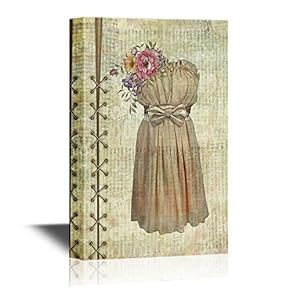 Canvas Wall Art - Bridal Dress on Vintage Paper Background - Gallery Wrap Modern Home Art | Ready to Hang - 12x18 inches