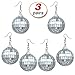 3 Pairs Disco Earrings Silver Ball Earrings Women's Costume Accessories