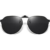 FRAZALA Clip On Retro Round Sunglasses for Men Women, Flip Up Metal Clip UV400 TAC Lens
