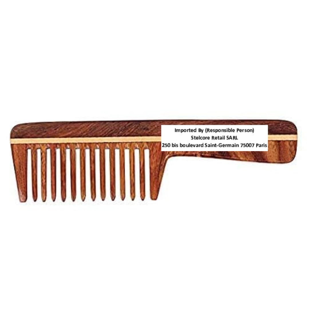 SVATV HANDCRAFTED NEEMWOOD COMB FOR DETANGLING HAIR FOR THICK, CURLY AND WAVY HAIR, NON-STATIC AND ECO-FRIENDLY WITH WIDE TOOTH FOR GROOMING HAIR COMB - (N-81)
