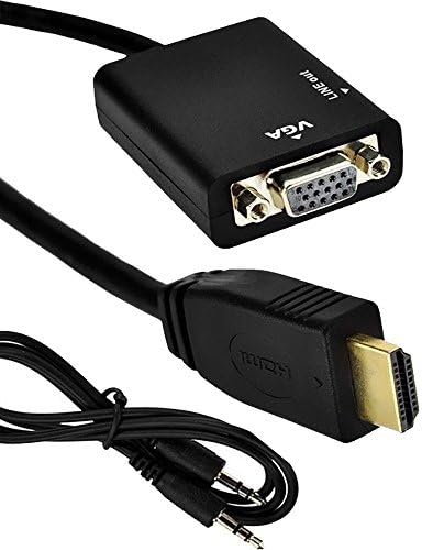 Caxico UR05 1080P HDMI Male to VGA Female Converter Adapter with 3.5mm Audio for Computer / TV / XBOX 360 / Raspberry Pi- Black