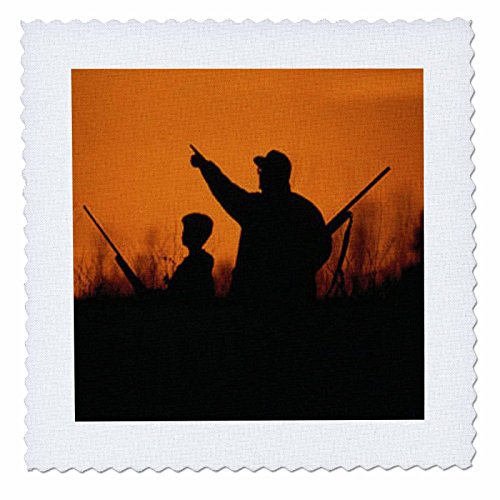 3dRose qs_6250_4 Father and Son Hunting Quilt Square, 12 by 12-Inch