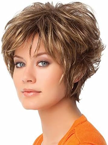 Vinwer Heat Friendly Synthetic Short Wig, Short Wavy Synthetic Hair Wig for Women Party Cosplay