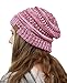 NYFASHION101 Unisex Multicolor Warm Cable Knit Thick Slouch Beanie Cap, 3 Tone Pink