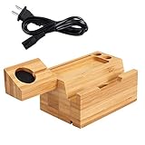 KeeKit Charging Station, Bamboo Charging Dock, 3 Ports USB Fast Charging Stand for Multiple Devices, Charing Organizer for 38mm/ 42mm iWatch, iPhone X/ 8Plus/ 8/ 7Plus/ 7/ 6s and Other Smartphones