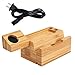 KeeKit Charging Station, Bamboo Charging Dock, 3 Ports USB Fast Charging Stand for Multiple Devices, Charing Organizer for 38mm/ 42mm iWatch, iPhone X/ 8Plus/ 8/ 7Plus/ 7/ 6s and Other Smartphones