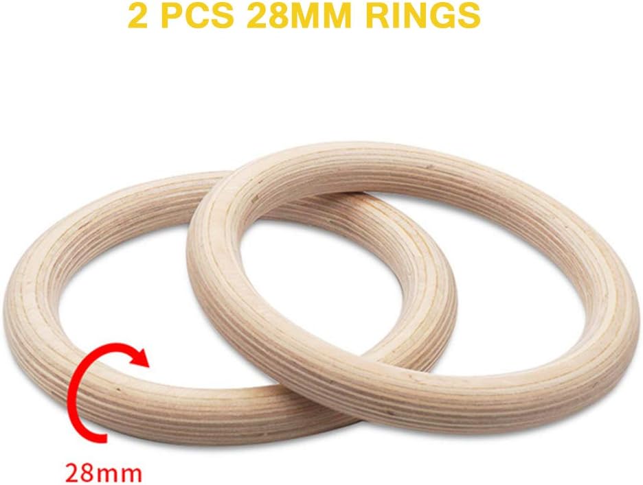 FDYD Gymnastic Rings Wooden Gym Rings with Adjustable Straps, Heavy Duty Gym Equipment for Training Workout, Strength Training