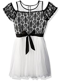 Mi Michelle Big Girls 'Cold Shoulder Vestido con crochet parte superior de encaje y tul Bottom