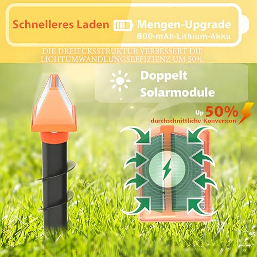 Mole Repeller Pack of 2 Mole Repellent Dual Solar Mole Repellent for Garden Vole Repellent IP54 Waterproof Against Vole & Mole