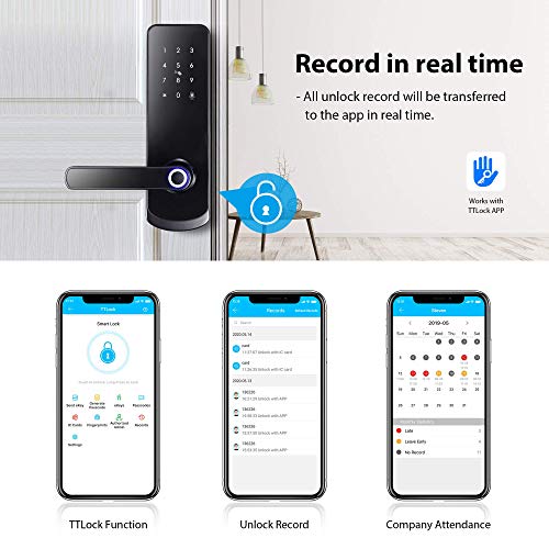 Smart Lock,YRHAND Smart Lock with Handle,Keyless Entry Electronic Smart Door Lock,Biometric Door Lock with 3D… - Image 2