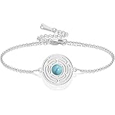 VASSAGO Wheel of Hecate Bracelet Stainless Steel Hecate Pendant Adjustable Handmade Colored Beaded Braided Jewelry Pagan Wicca Amulet for Women Men