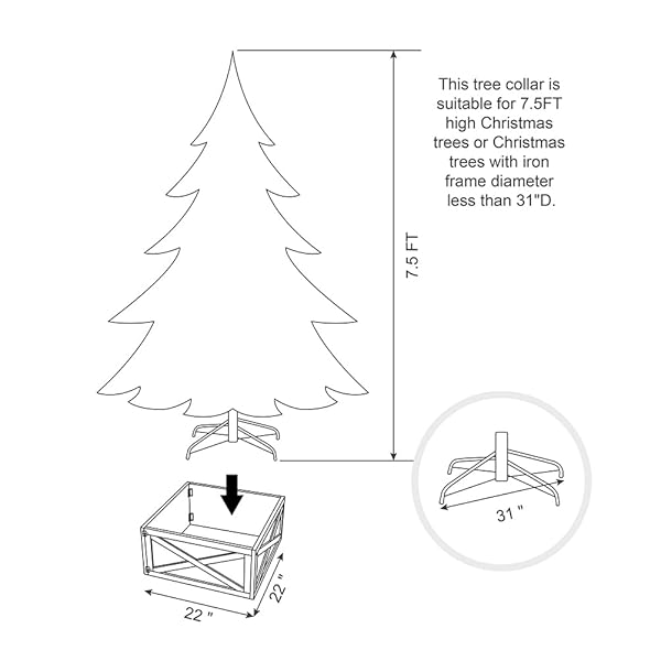 GLITZHOME CHRISTMAS TREE COLLAR, CHRISTMAS TREE BASE COVER, 22″ L WASHED WHITE WOODEN TREE COLLARS FOR ARTIFICIAL TREES DECORATIVE TREE STAND COVER CHRISTMAS TREE SKIRT COLLAR