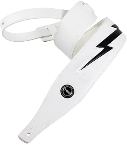 Perri’s Leather Guitar Strap – Lightning Bolt Design, Adjustable 52-58", For Acoustic/Bass/Electric-686116