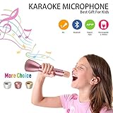 Wireless Microphone Karaoke, Portable Karaoke Player with Bluetooth Speaker for Home KTV Singing Support IOS Apple Iphone Ipad Android Smartphone PC (Pink)