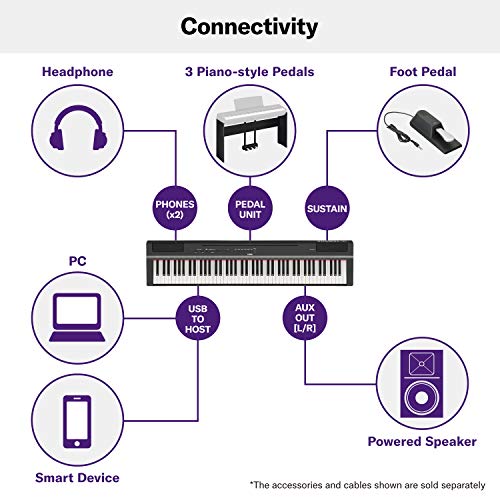 YAMAHA P125 88Key Weighted Action Digital Piano with Power Supply and
