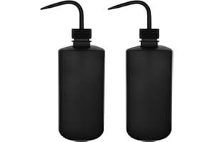 stonylab 2-Pack Laboratory Wash Bottle, LDPE Plastic Squeeze with Narrow Mouth, Black Rinse Bottle with Scale Labels, 500 ml 