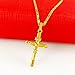 Solid Cross Jesus Pendant 24k Gold Plated Necklace Crucifix Cross Necklace Pendant for Mens Womens