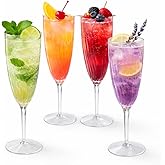 Oojami 6 Oz Clear Plastic Champagne Glasses 24 Pack Hard Disposable Plastic Champagne Flute Ideal for Home Daily Life Party Wedding Toasting Drinking Champagne Reusable Party Supplies