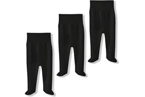 ACESTAR Newborn Infant Baby Boys Girls 3-Pack Cotton High Waist Footed Pants with Feet 0-12 Months