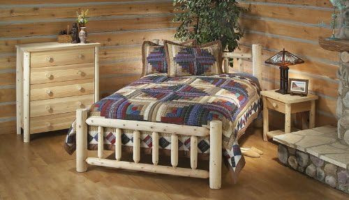 Rustic Natural Cedar Furniture Handcrafted Bed, Double/54", Natural