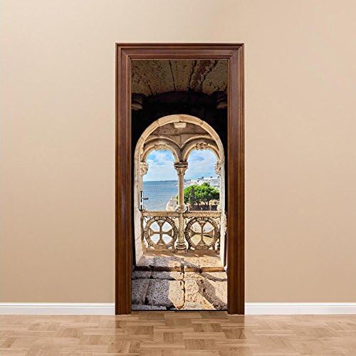 YINGER Door Wall Sticker 3D Natural View Door Mural Self Adhesive Peel & Stick Wallpaper 2Pcs/Set 38.5 * 200 cm