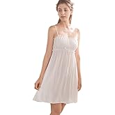 Flwydran Womens Sleepwear Nightgown,Spaghetti Strap Nightdress Cotton Sleeveless Victorian Nightshirt