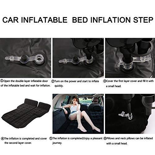 Onirii Car Inflatable Air Mattress Pump Portable Back Seat Travel Camping Bed Cushion with Back Support Fits Universal SUV MPV Truck
