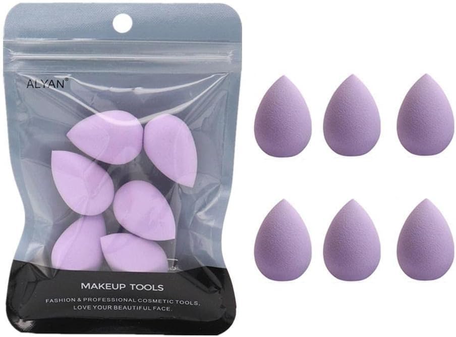 6PCS Purple Mini Makeup Sponge,Small Beauty Sponge Blender Set,Professional Makeup Sponge,for Foundation,Powder,Concealer Highlight,and Eye Shadow Make-up Brushes and Tools
