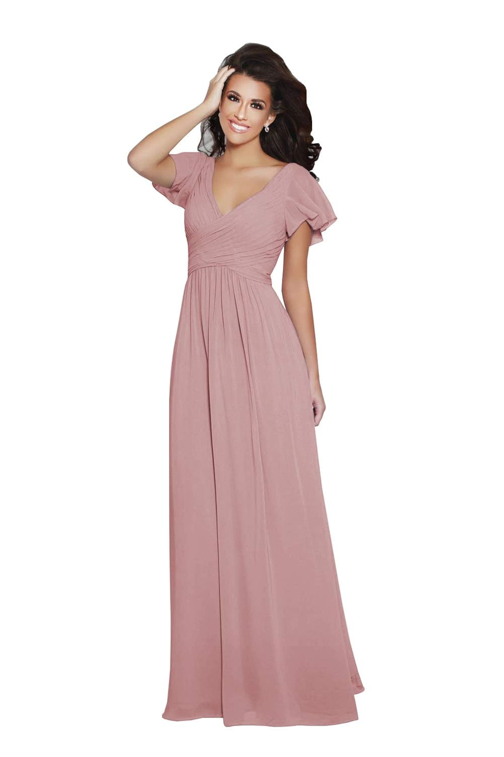 chiffon bridesmaid dresses with sleeves