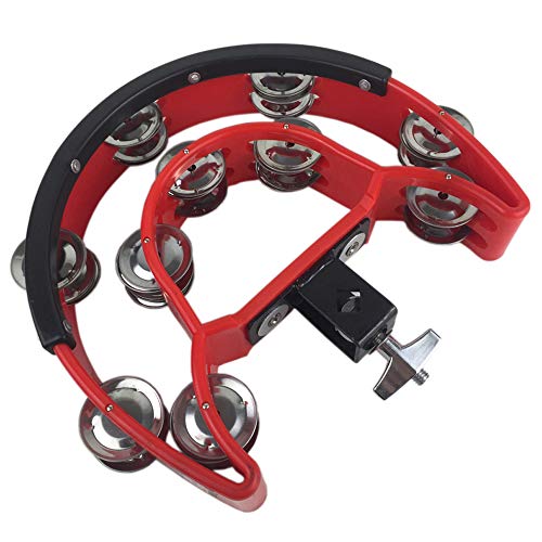 Drum Set Tambourine with Mounting Eye Bolt,Hi Hat tambourine(Black,Red