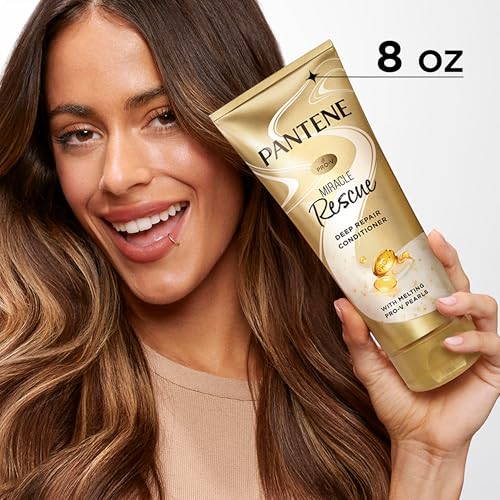 PANTENE MIRACLE RESCUE DEEP CONDITIONER – MELTING PRO-V PEARLS FOR DRY, DAMAGED OR COLOR-TREATED HAIR, SOFTENS AND REPAIRS, 8.0 OZ