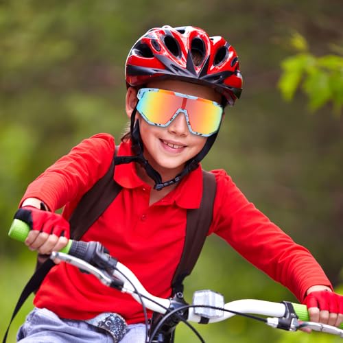 Beafaeur Polarized Sports Sunglasses for Children Cycling Glasses UV400 Protection for Children 5 to 16 Years for Cycling, Tennis Rugby Running, Outdoor Sports