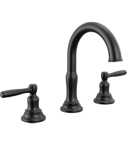 Delta Albion Matte Black Bathroom Faucet 3 Hole, 8 Inch Widespread